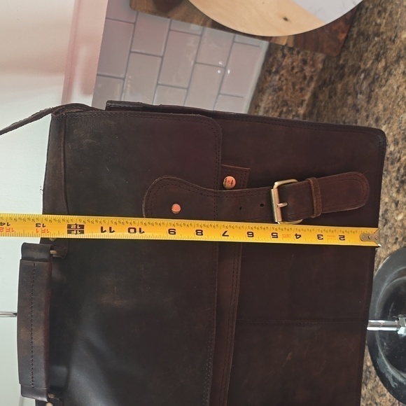 Ruck Sack / Bag Brown Distressed Unisex Leather Career Acadamia College Sz.Lg - Picture 7 of 11